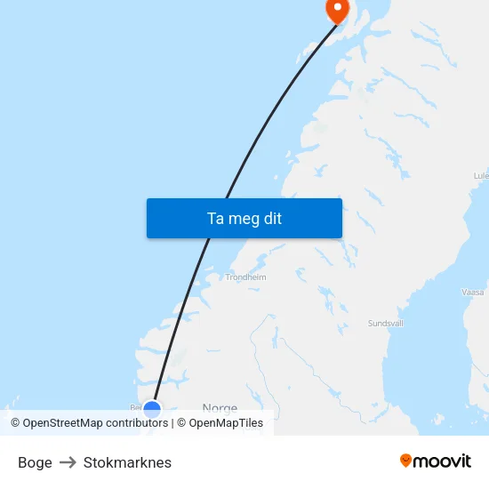 Boge to Stokmarknes map