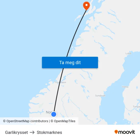 Garlikrysset to Stokmarknes map