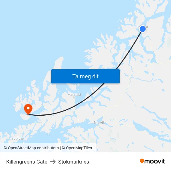 Killengreens Gate to Stokmarknes map