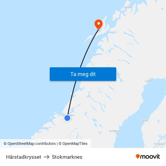 Hårstadkrysset to Stokmarknes map