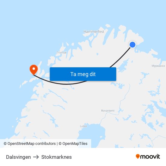 Dalsvingen to Stokmarknes map