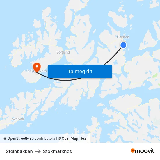 Steinbakkan to Stokmarknes map