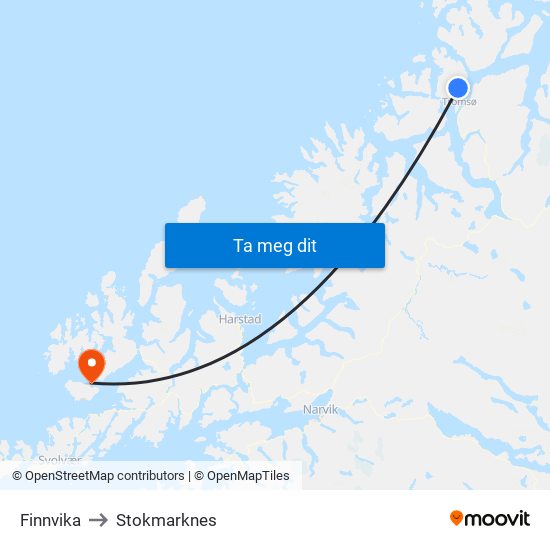 Finnvika to Stokmarknes map