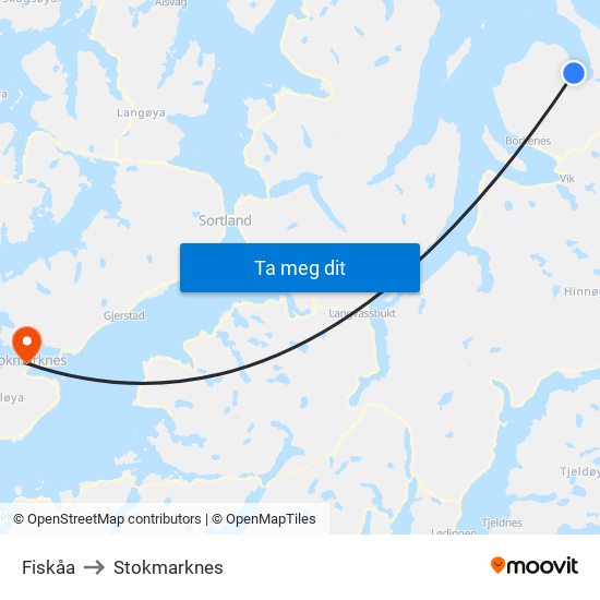 Fiskåa to Stokmarknes map