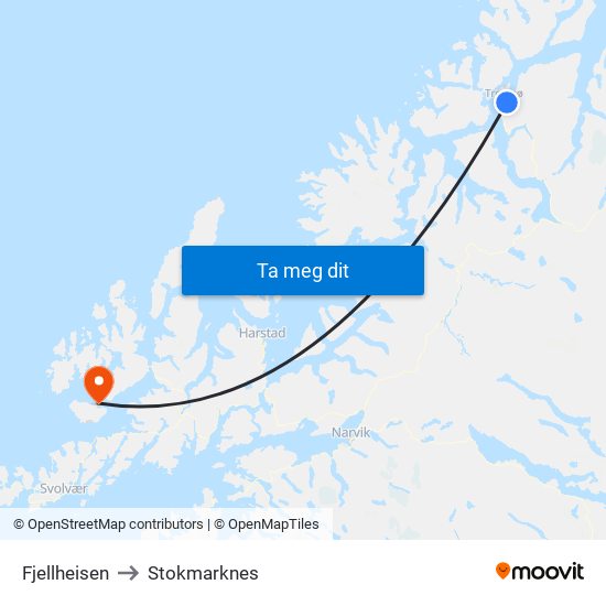 Fjellheisen to Stokmarknes map