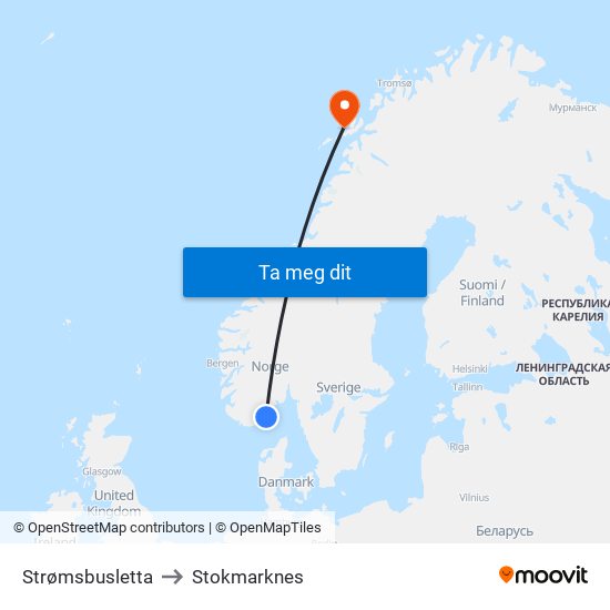 Strømsbusletta to Stokmarknes map