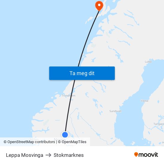Leppa Mosvinga to Stokmarknes map