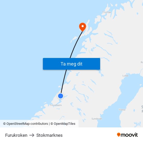 Furukroken to Stokmarknes map