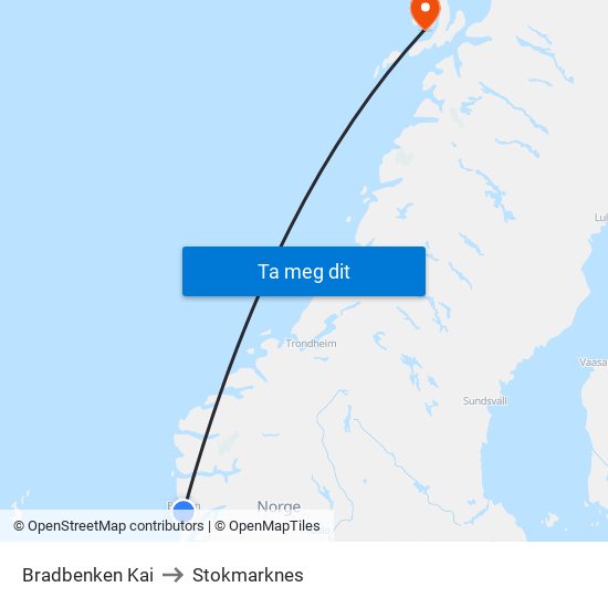 Bradbenken Kai to Stokmarknes map