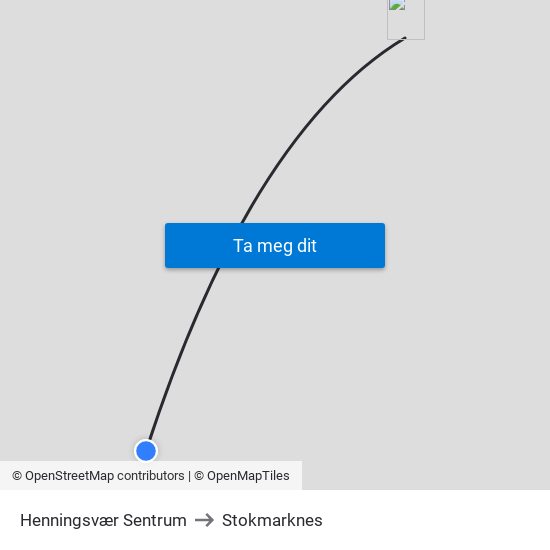 Henningsvær Sentrum to Stokmarknes map