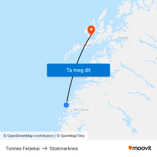 Tonnes Ferjekai to Stokmarknes map