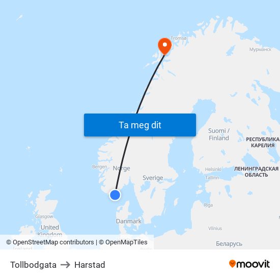 Tollbodgata to Harstad map