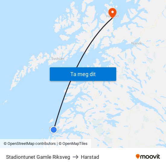 Stadiontunet Gamle Riksveg to Harstad map