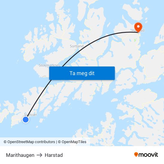 Marithaugen to Harstad map