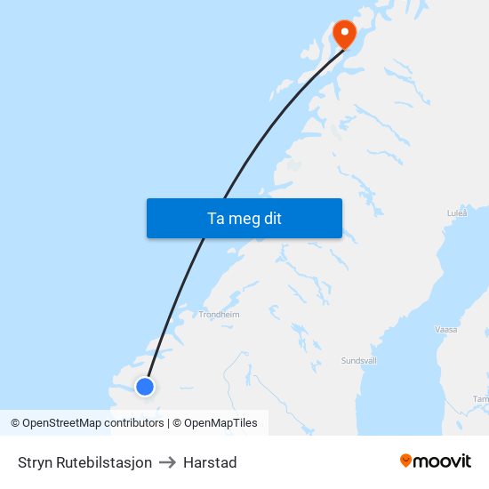 Stryn Rutebilstasjon to Harstad map