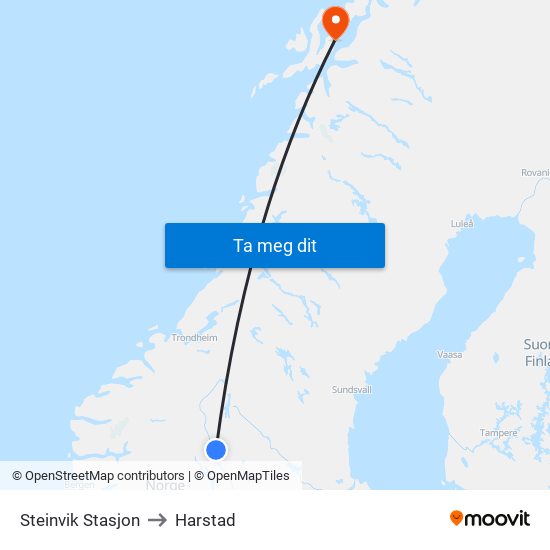Steinvik Stasjon to Harstad map