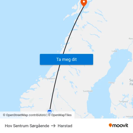 Hov Sentrum Sørgående to Harstad map