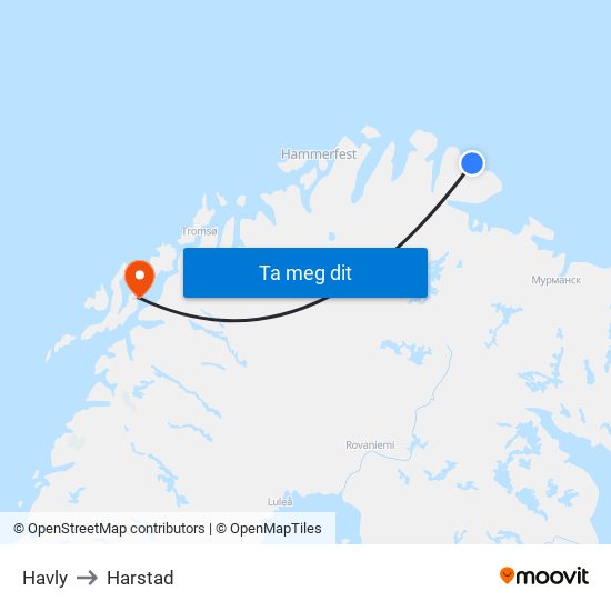 Havly to Harstad map