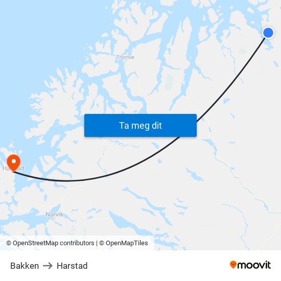 Bakken to Harstad map
