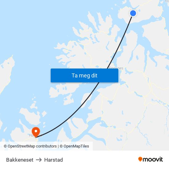 Bakkeneset to Harstad map