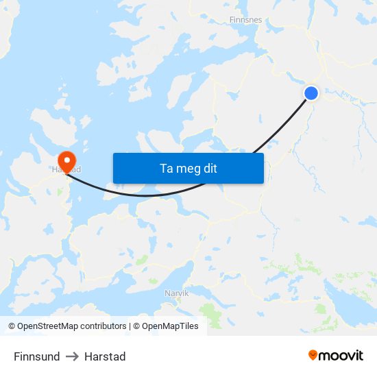 Finnsund to Harstad map