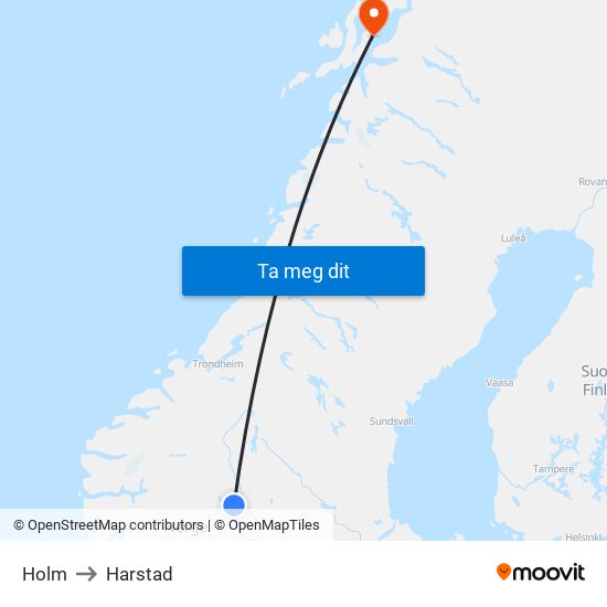 Holm to Harstad map