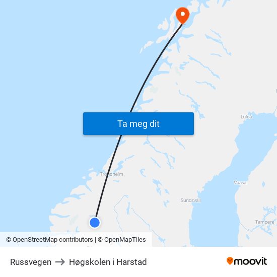 Russvegen to Høgskolen i Harstad map