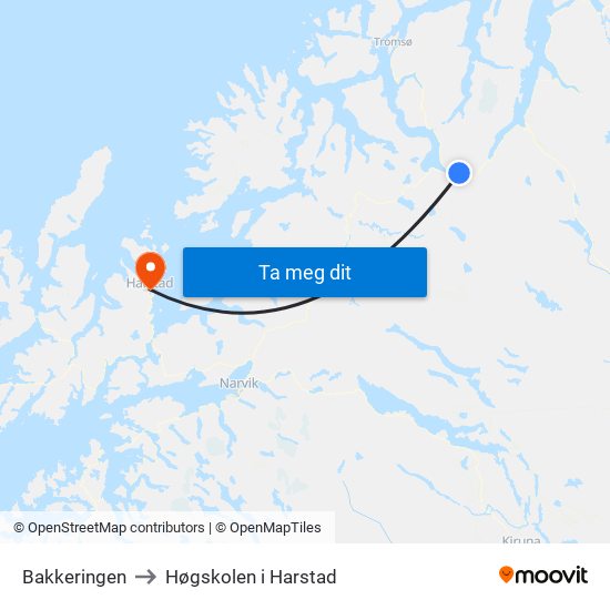 Bakkeringen to Høgskolen i Harstad map