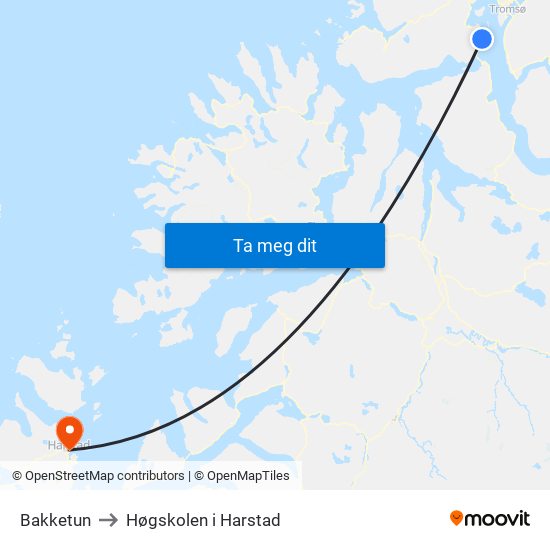 Bakketun to Høgskolen i Harstad map