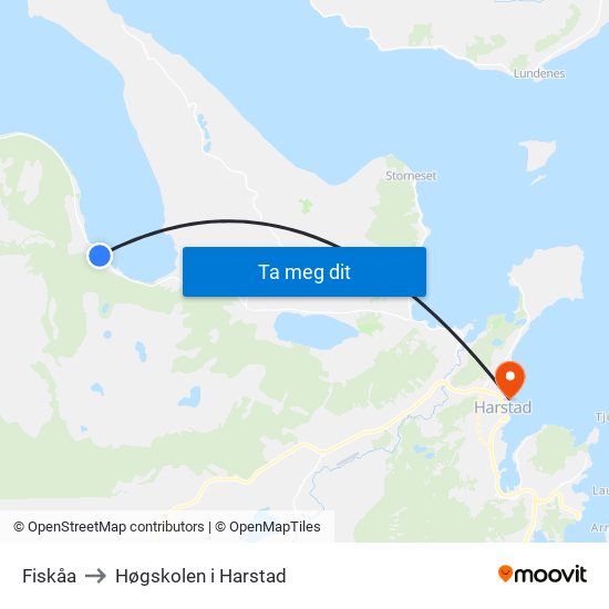 Fiskåa to Høgskolen i Harstad map