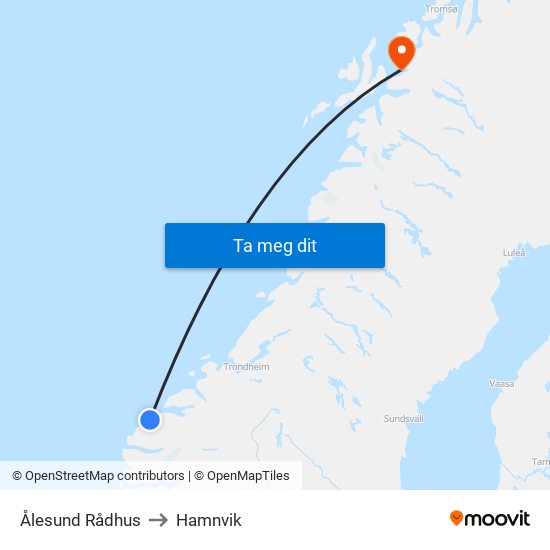 Ålesund Rådhus to Hamnvik map