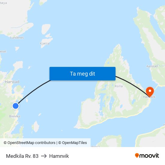 Medkila Rv. 83 to Hamnvik map