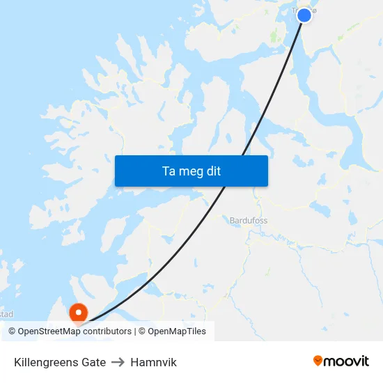 Killengreens Gate to Hamnvik map