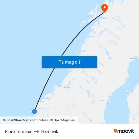 Florø Terminal to Hamnvik map
