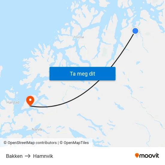 Bakken to Hamnvik map