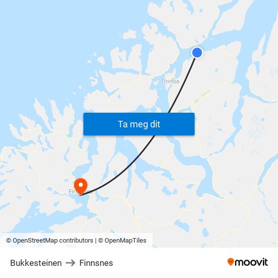 Bukkesteinen to Finnsnes map