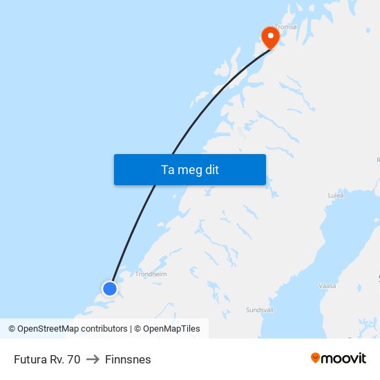 Futura Rv. 70 to Finnsnes map