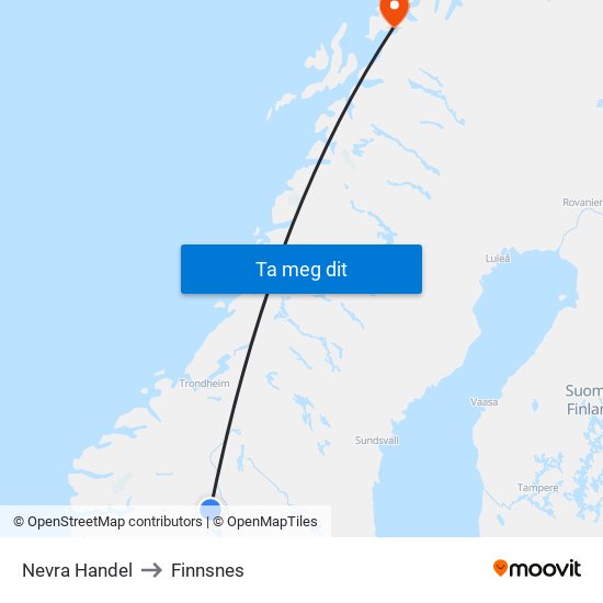 Nevra Handel to Finnsnes map