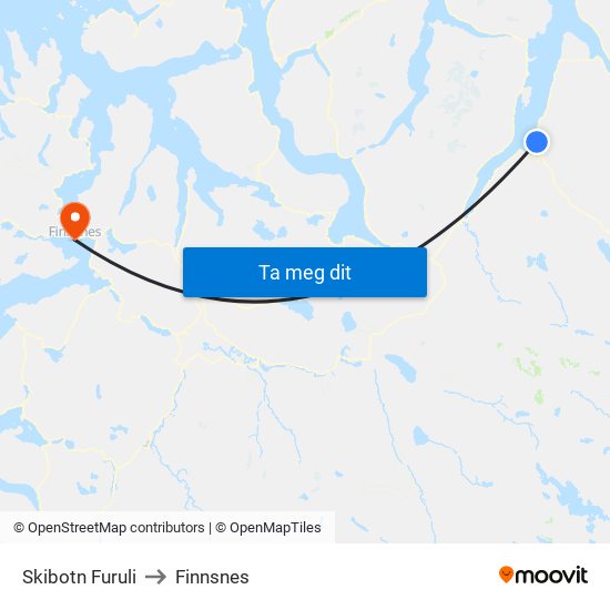 Skibotn Furuli to Finnsnes map