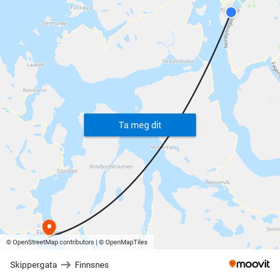 Skippergata to Finnsnes map