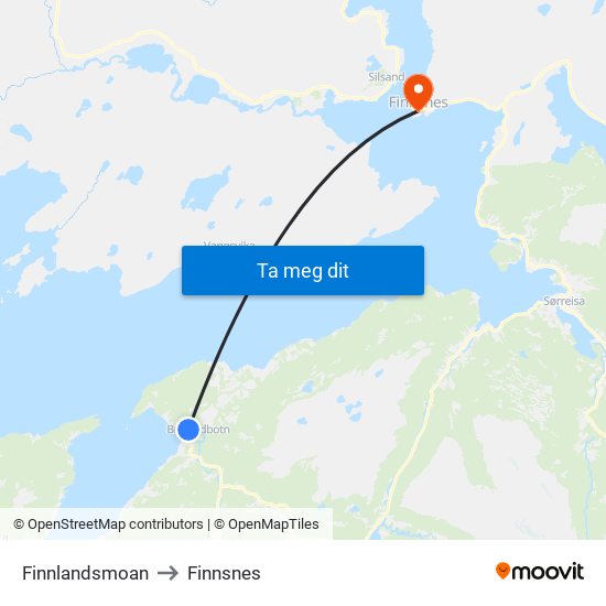 Finnlandsmoan to Finnsnes map