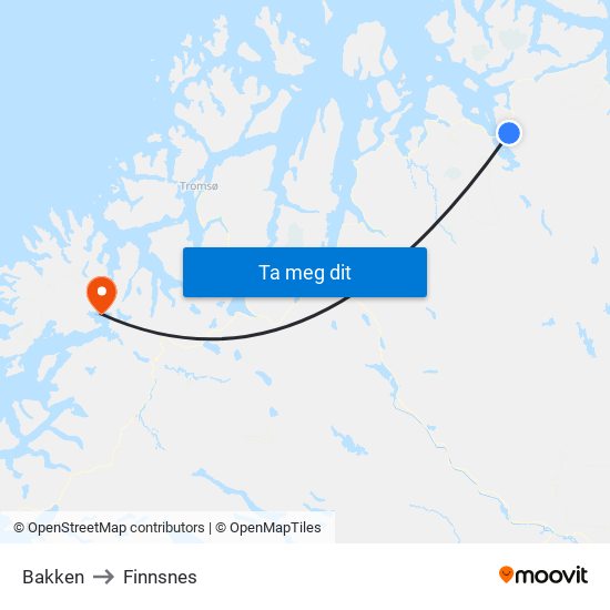 Bakken to Finnsnes map