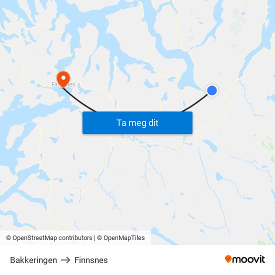 Bakkeringen to Finnsnes map