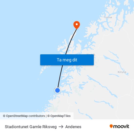 Stadiontunet Gamle Riksveg to Andenes map