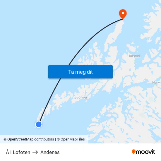 Å I Lofoten to Andenes map
