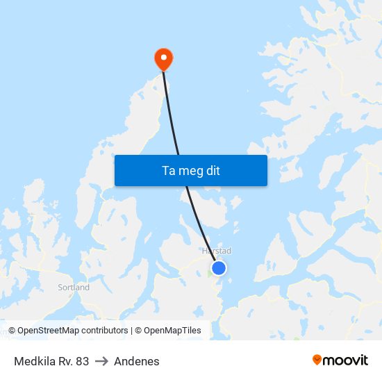 Medkila Rv. 83 to Andenes map