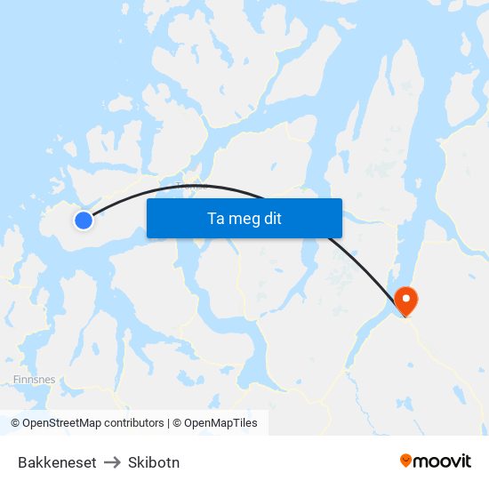 Bakkeneset to Skibotn map