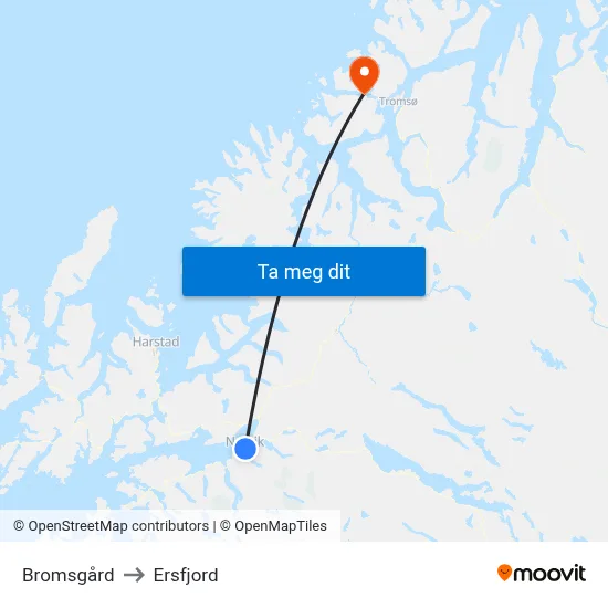 Bromsgård to Ersfjord map