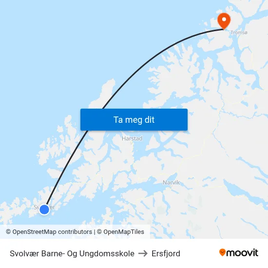 Svolvær Barne- Og Ungdomsskole to Ersfjord map