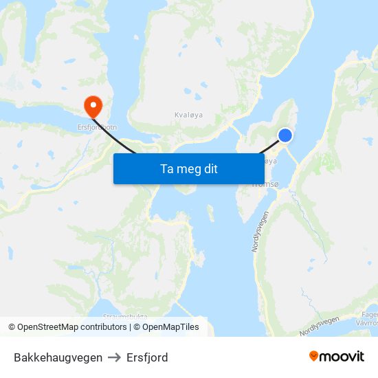 Bakkehaugvegen to Ersfjord map